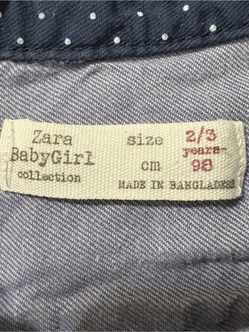 Zara Girls 2/3Y Blue Star Shirt Dress Long Sleeve Belted Button Collared